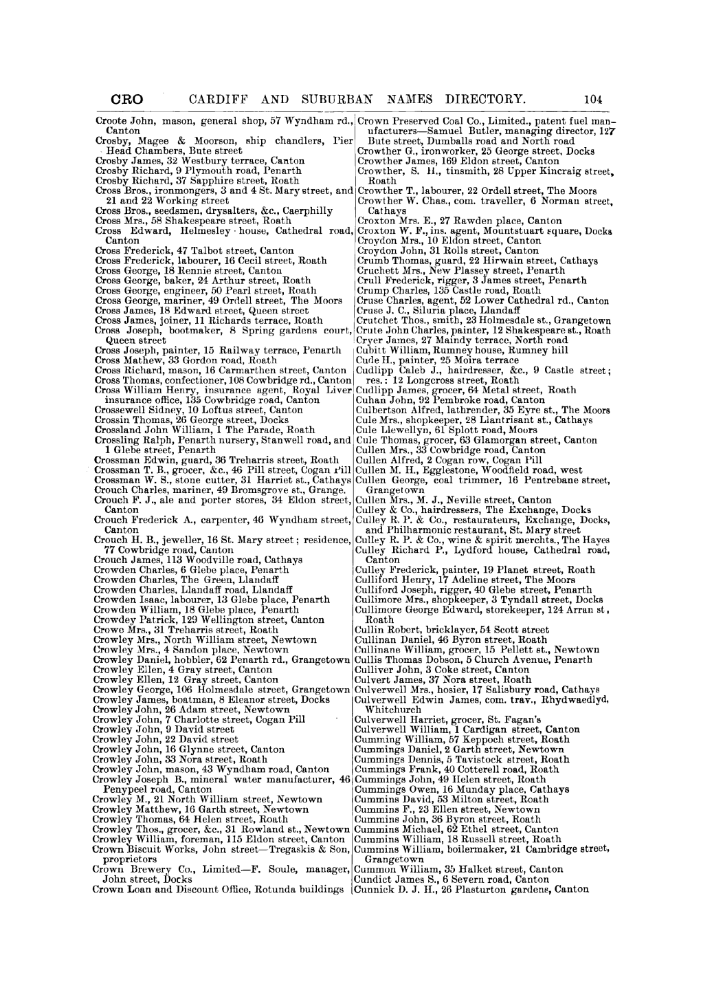 Cardiff and Suburban Names Directory