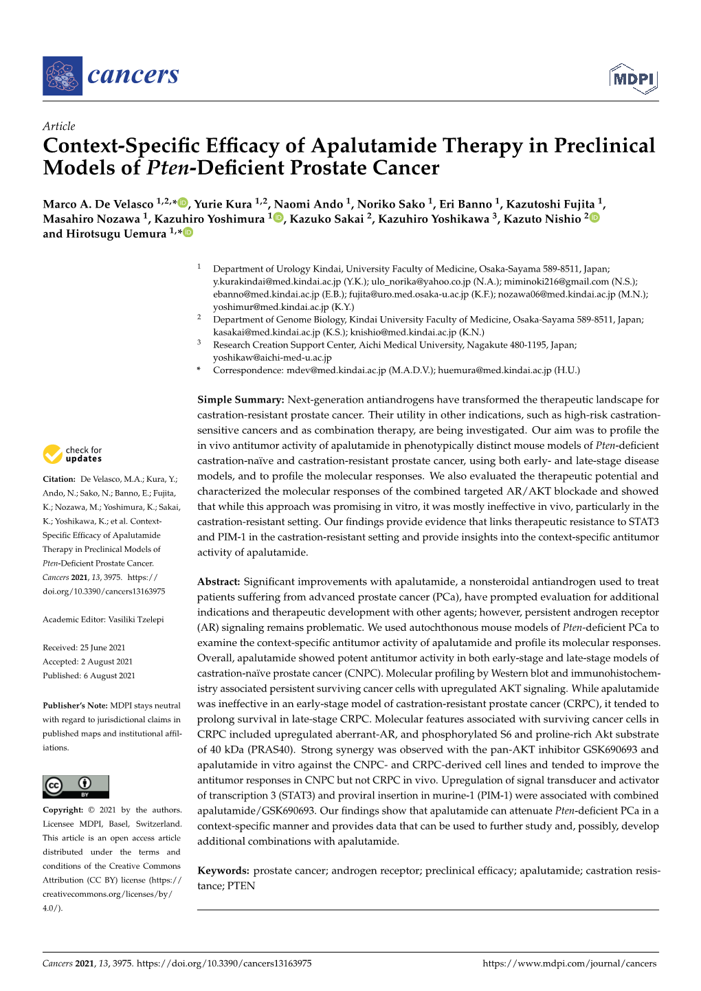 Context-Specific Efficacy of Apalutamide Therapy in Preclinical