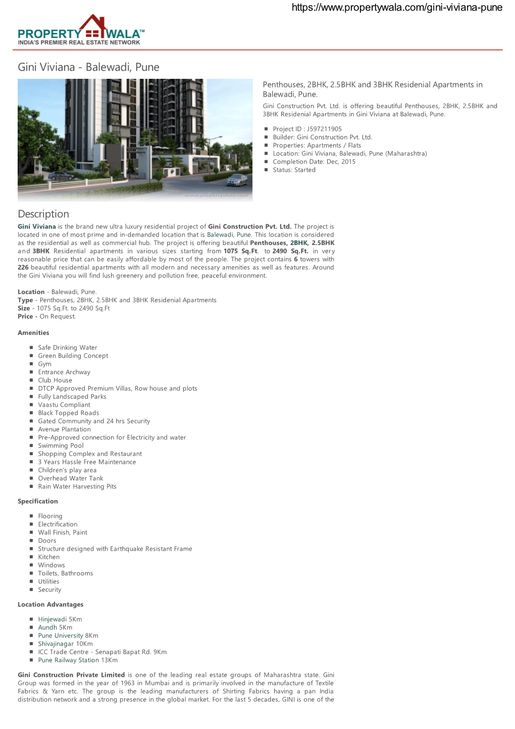 Gini Viviana - Balewadi, Pune Penthouses, 2BHK, 2.5BHK and 3BHK Residenial Apartments in Balewadi, Pune