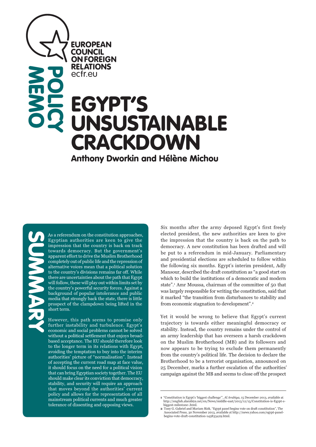 Egypt's Unsustainable Crackdown