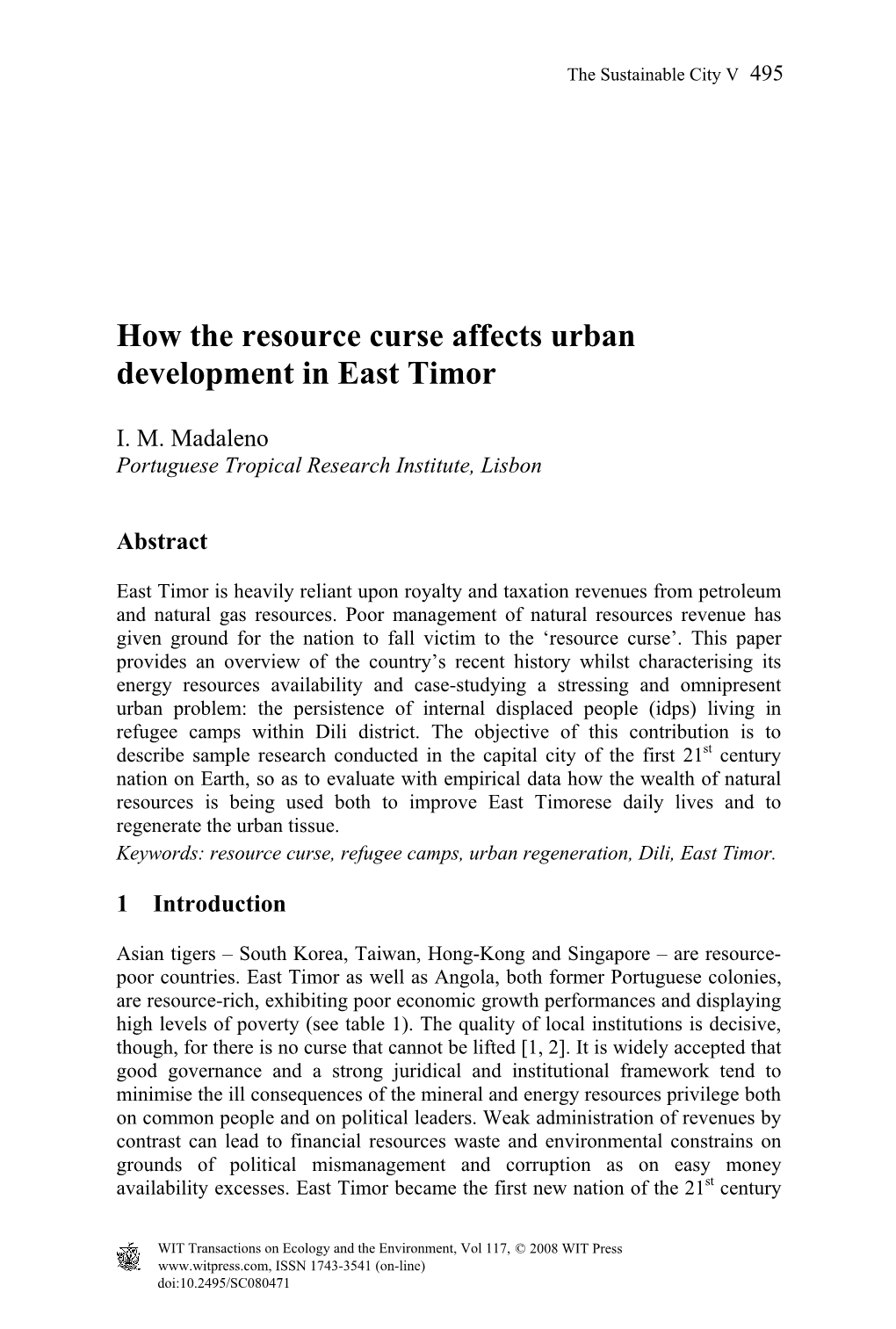 How the Resource Curse Affects Urban Development in East Timor