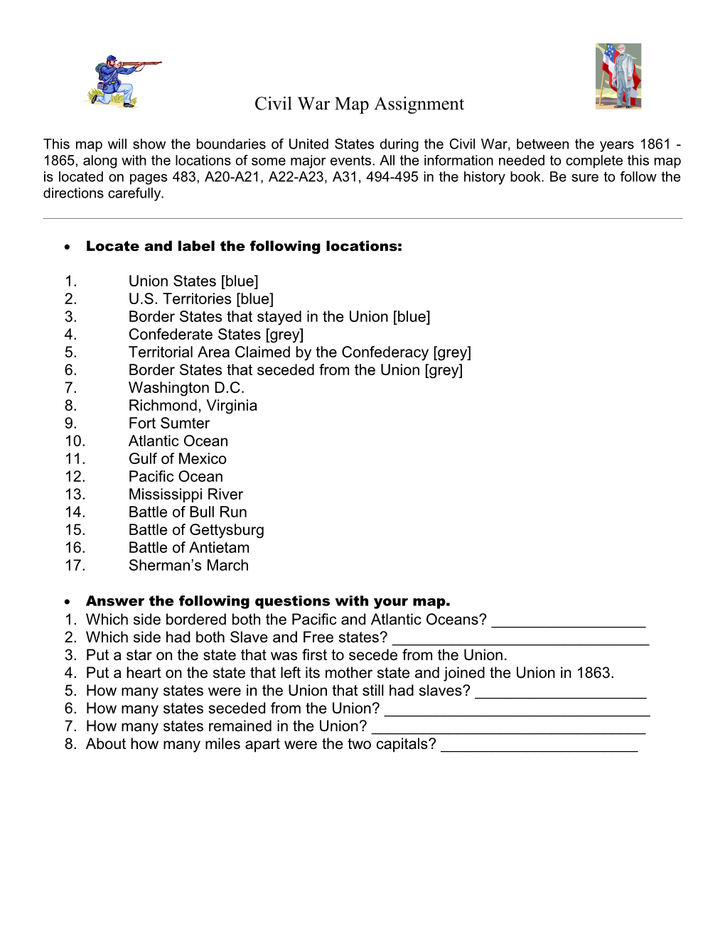 Civil War Map Assignment