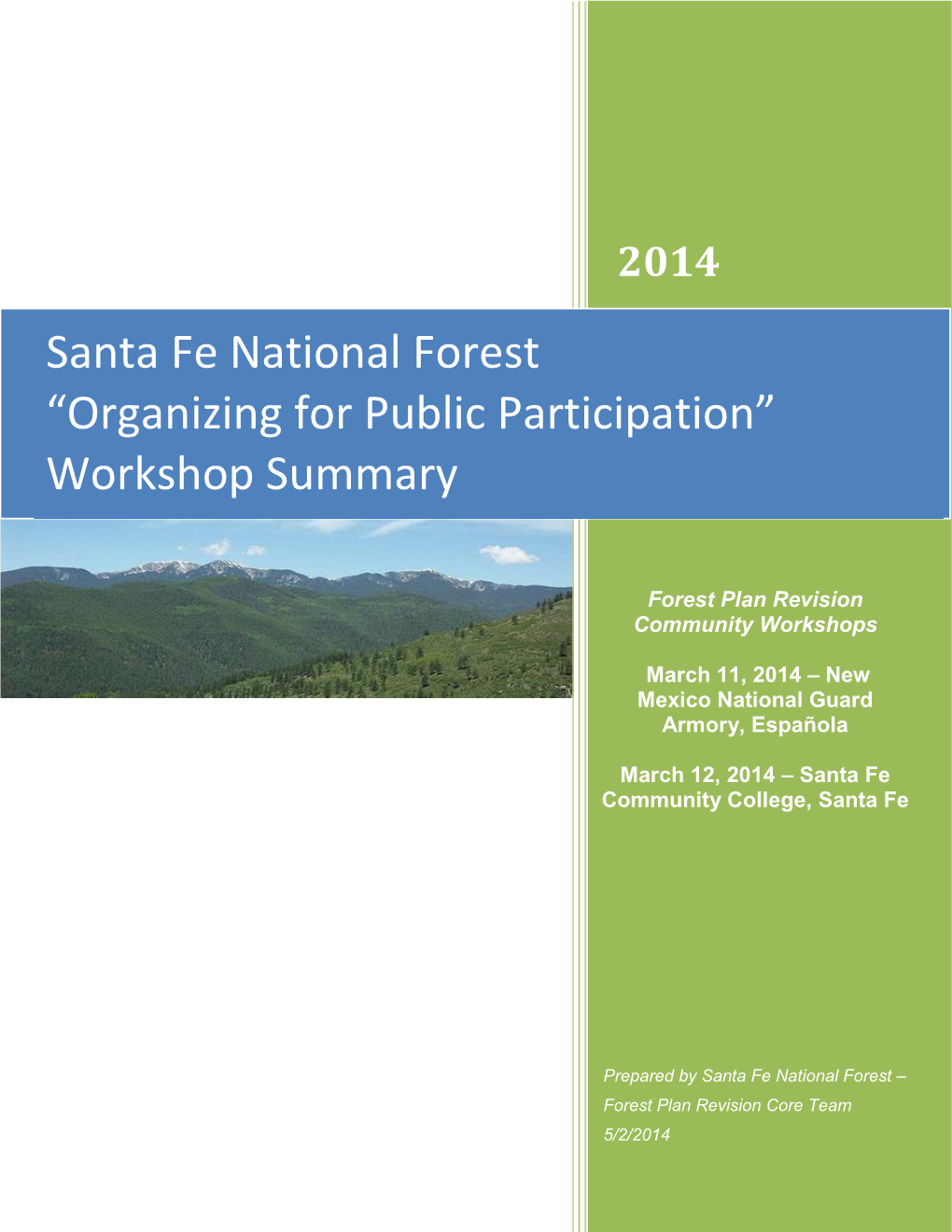 Santa Fe National Forest “Organizing for Public Participation” Workshop Summary