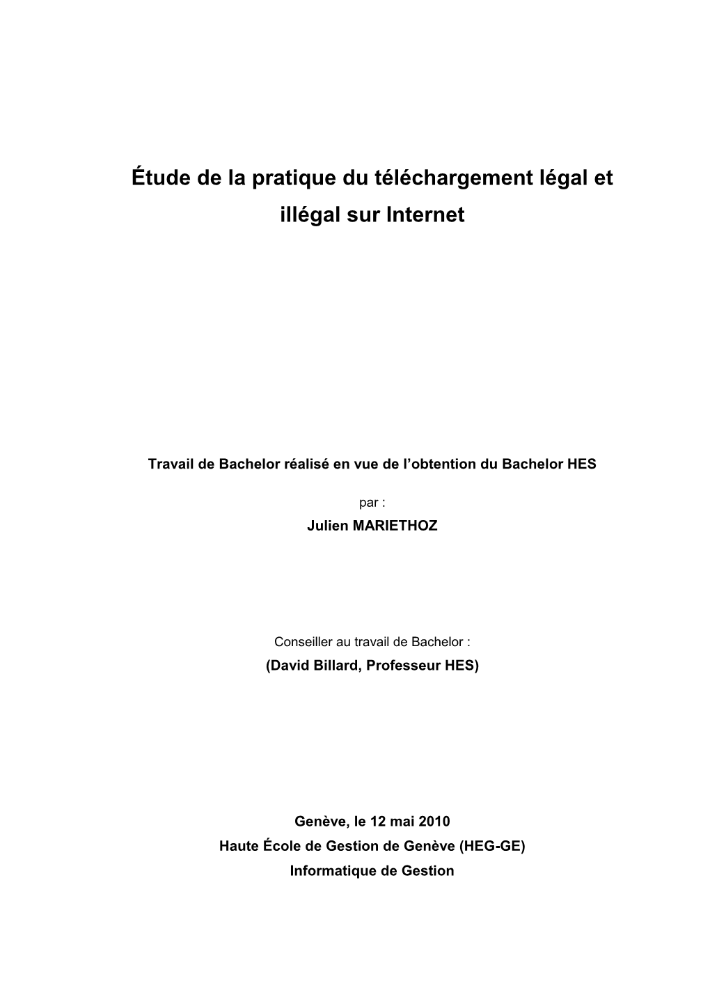 Étude De La Pratique Du Téléchargement Légal Et Illégal Sur Internet