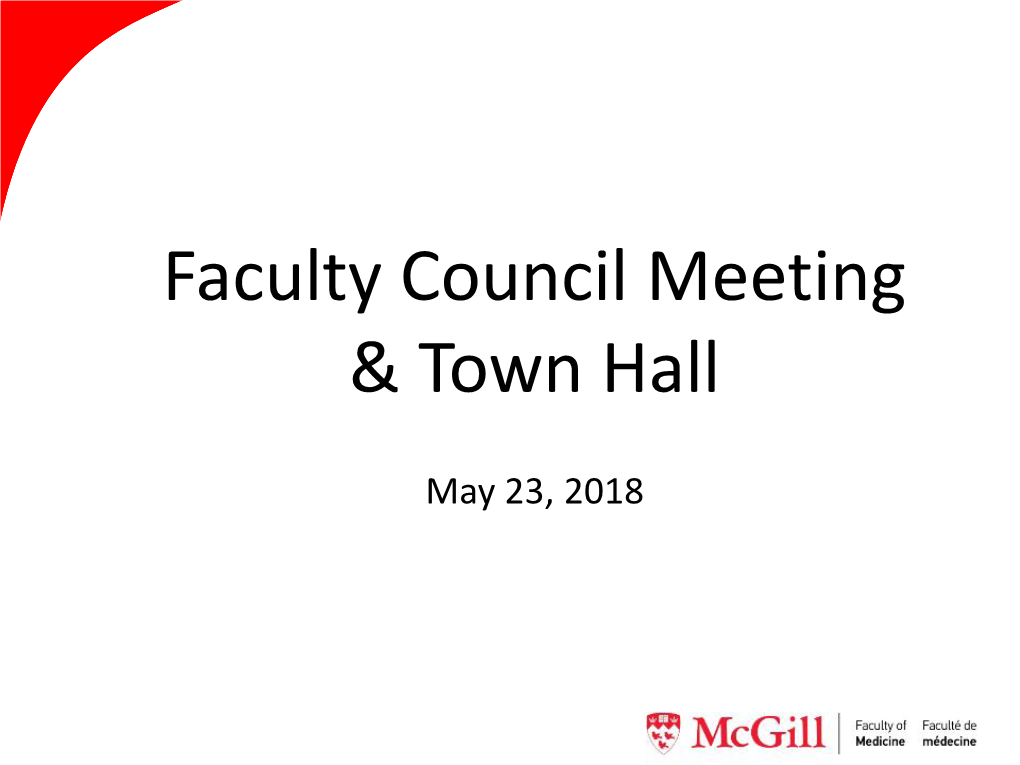 Faculty Council Meeting & Town Hall