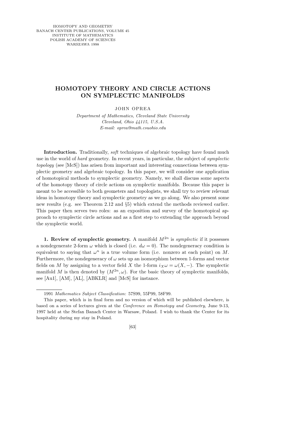 Homotopy Theory and Circle Actions on Symplectic Manifolds