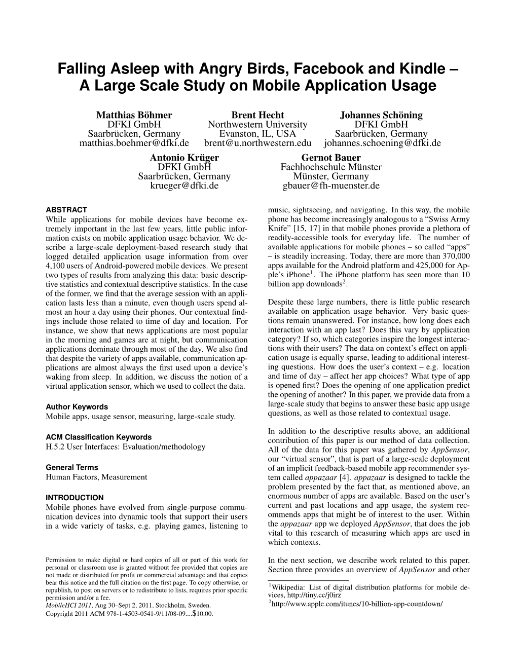 A Large Scale Study on Mobile Application Usage