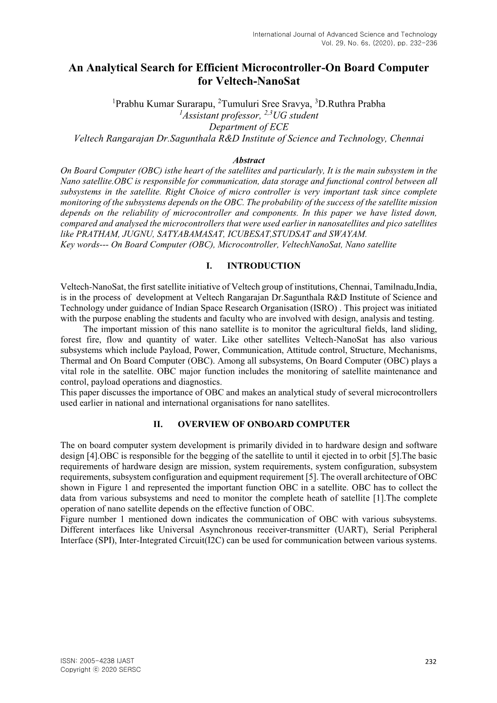 An Analytical Search for Efficient Microcontroller-On Board Computer for Veltech-Nanosat