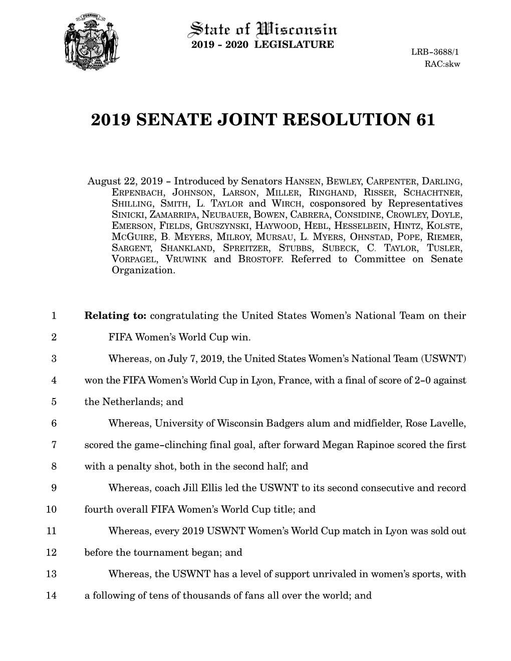 2019 Senate Joint Resolution 61