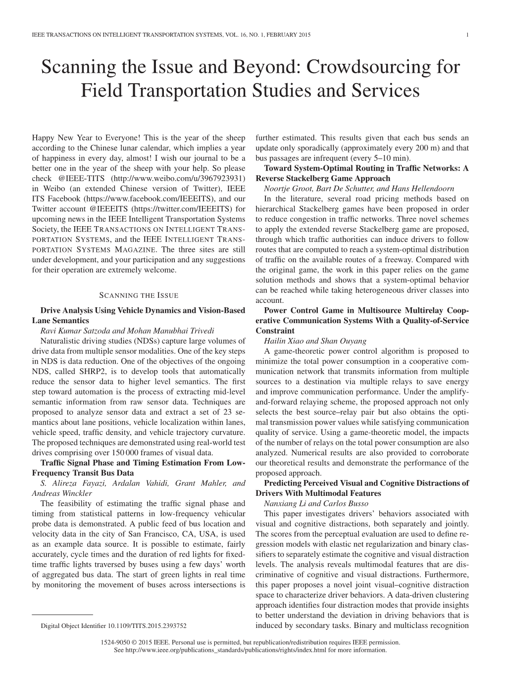 Crowdsourcing for Field Transportation Studies and Services