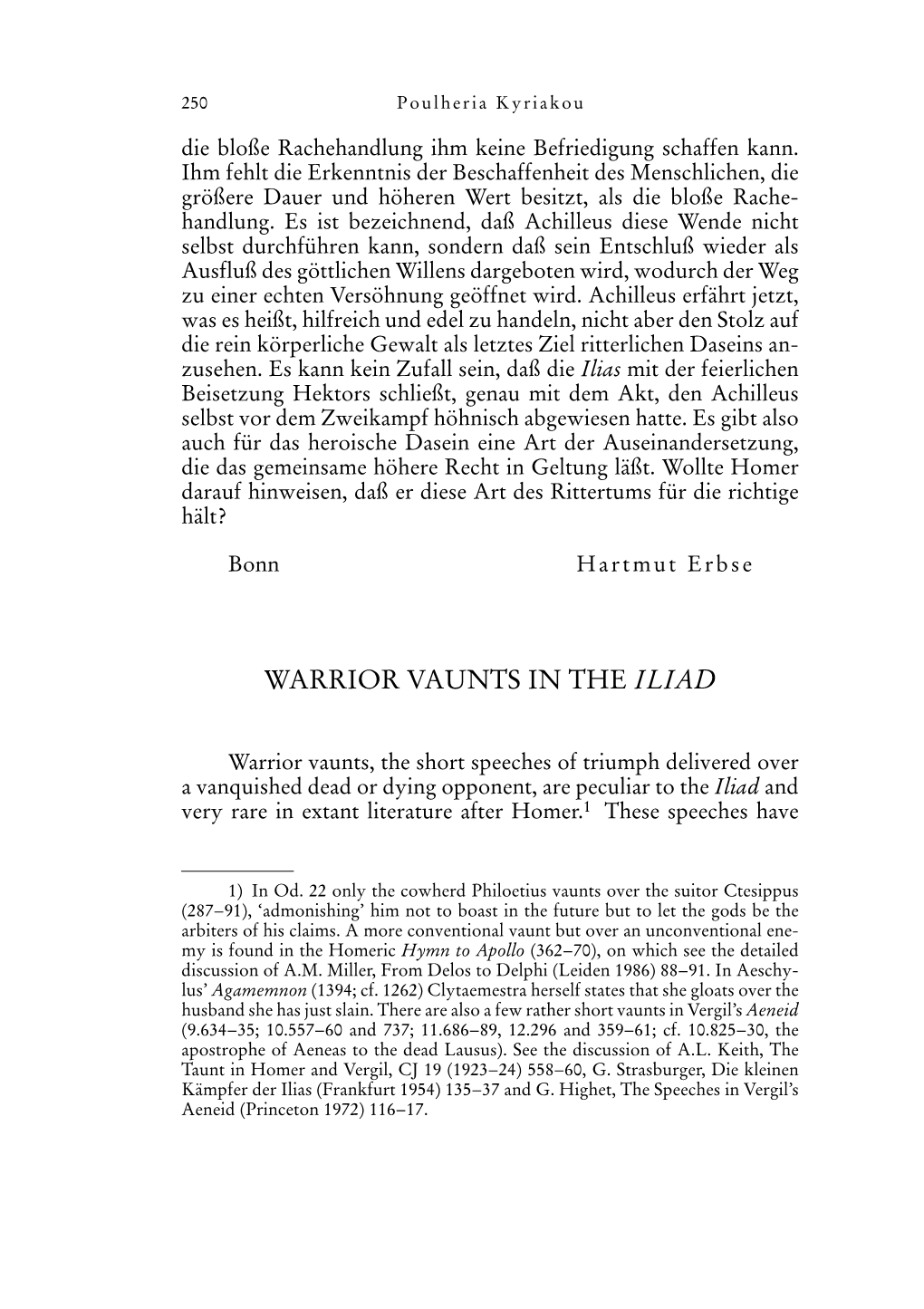 Warrior Vaunts in the Iliad