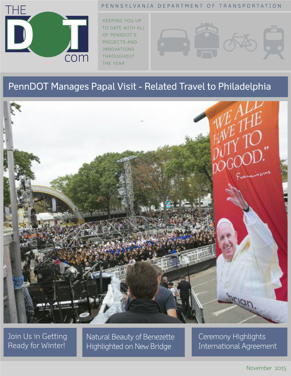 Penndot Manages Papal Visit - Related Travel to Philadelphia