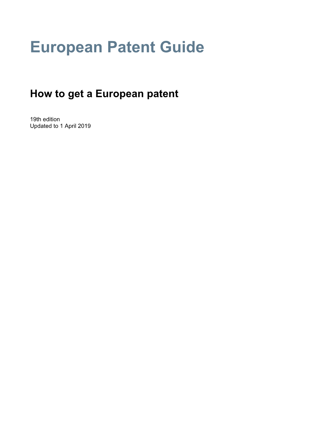 How to Get a European Patent