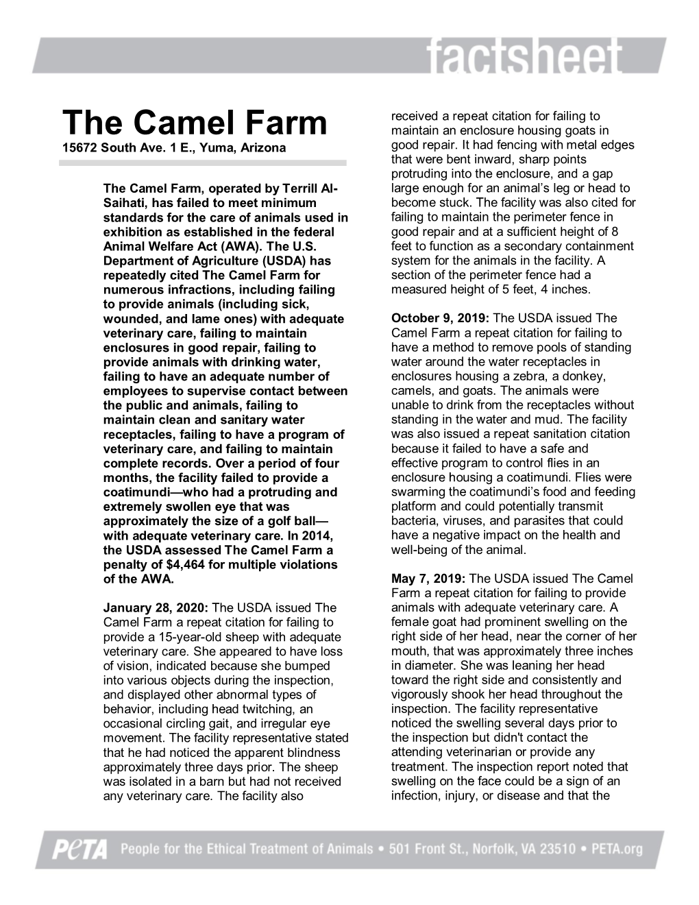 The Camel Farm Maintain an Enclosure Housing Goats in 15672 South Ave