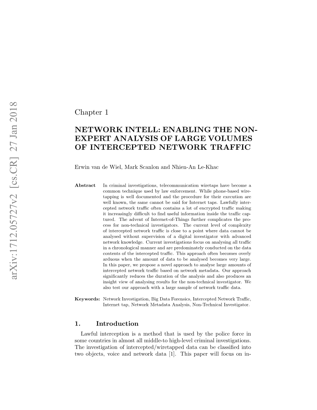 Network Intell: Enabling the Non-Expert Analysis of Large Volumes of Intercepted Network Traffic