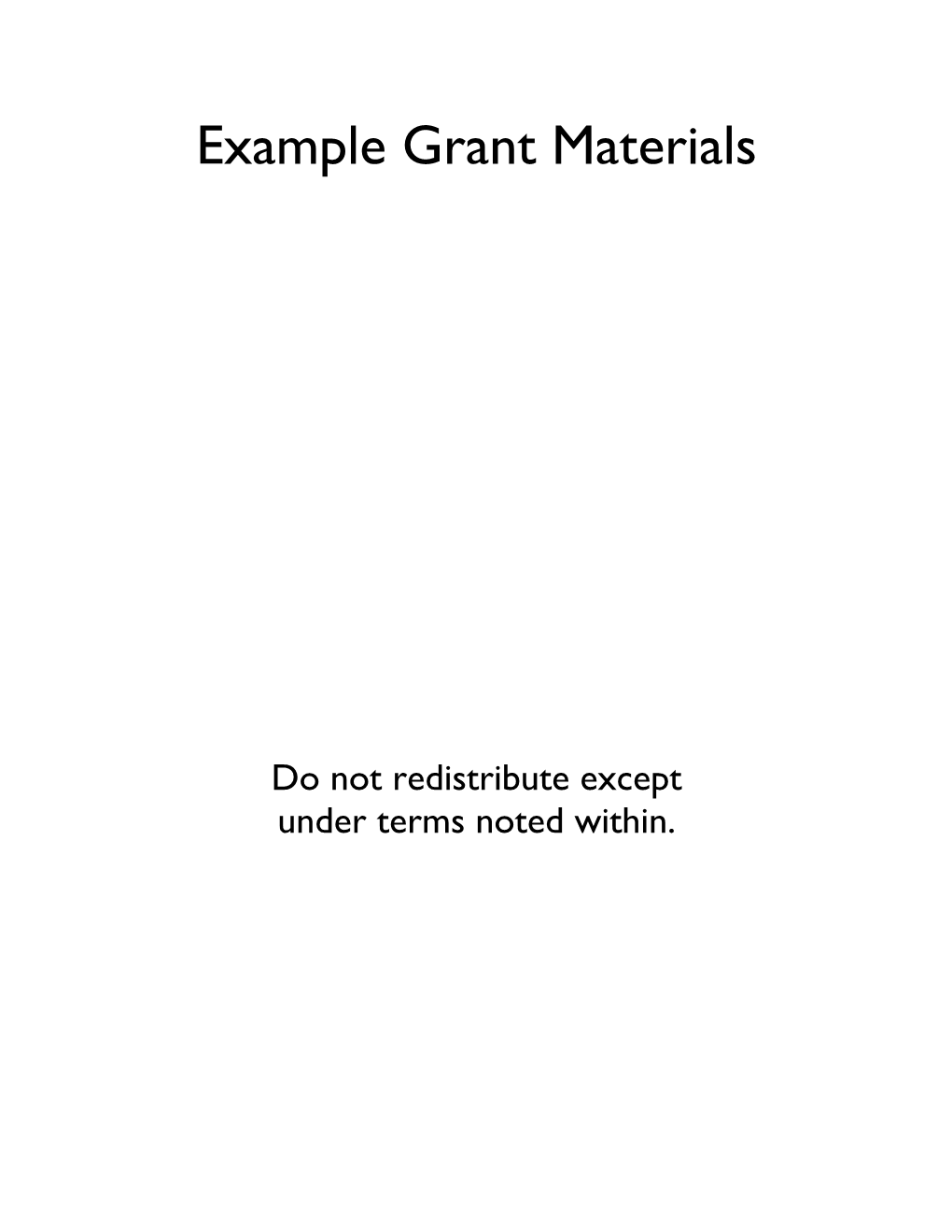 Example Grant Materials