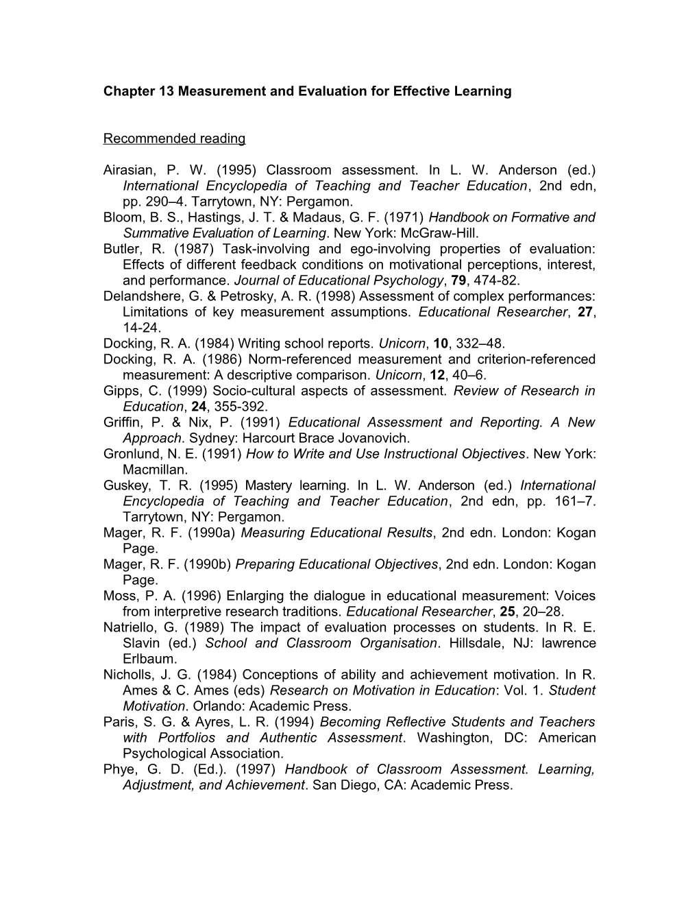 Chapter 13 Measurement and Evaluation for Effective Learning