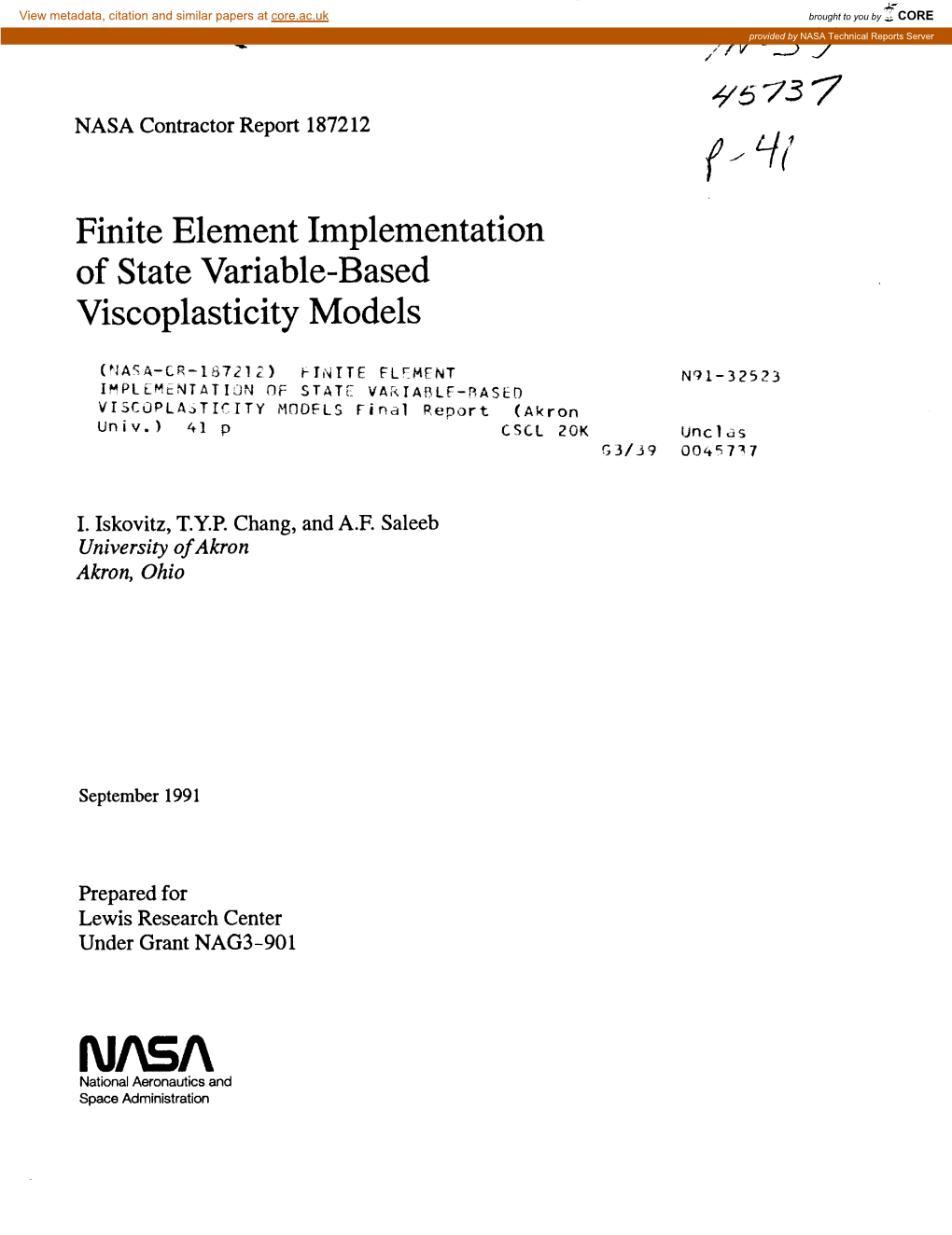 V- 3 31 Finite Element Implementation of State Variable-Based