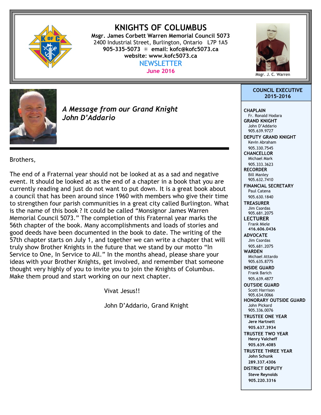 KNIGHTS of COLUMBUS Msgr