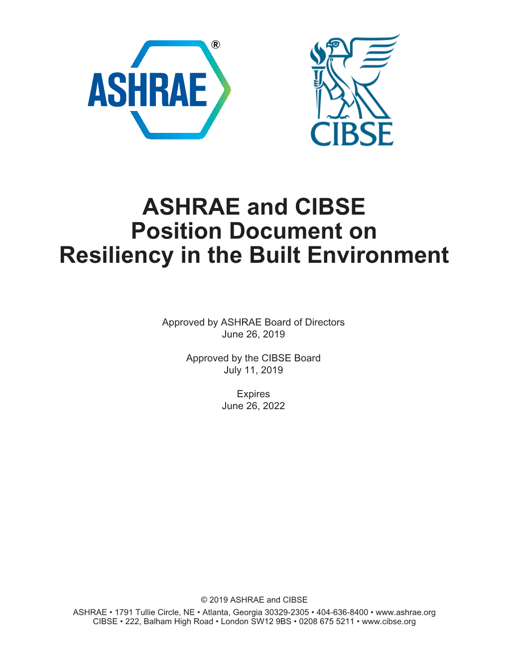 Position Document on Resiliency in the Built Environment
