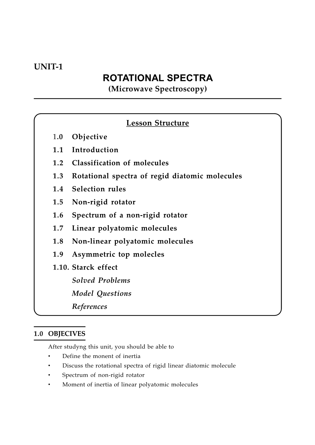 ROTATIONAL SPECTRA (Microwave Spectroscopy)