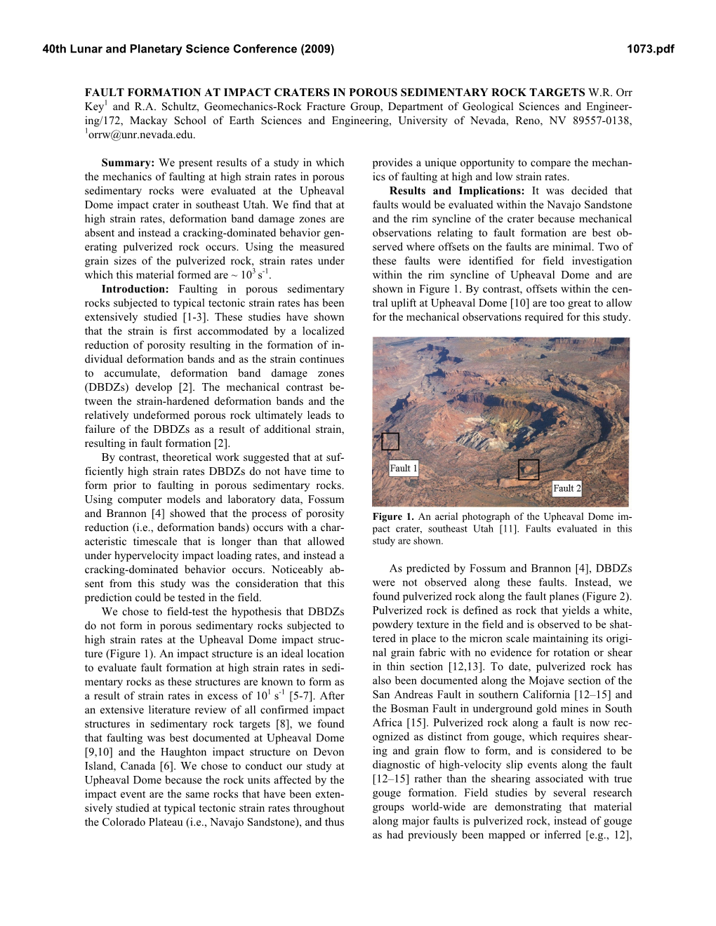 Fault Formation at Impact Craters in Porous Sedimentary Rock Targets W.R