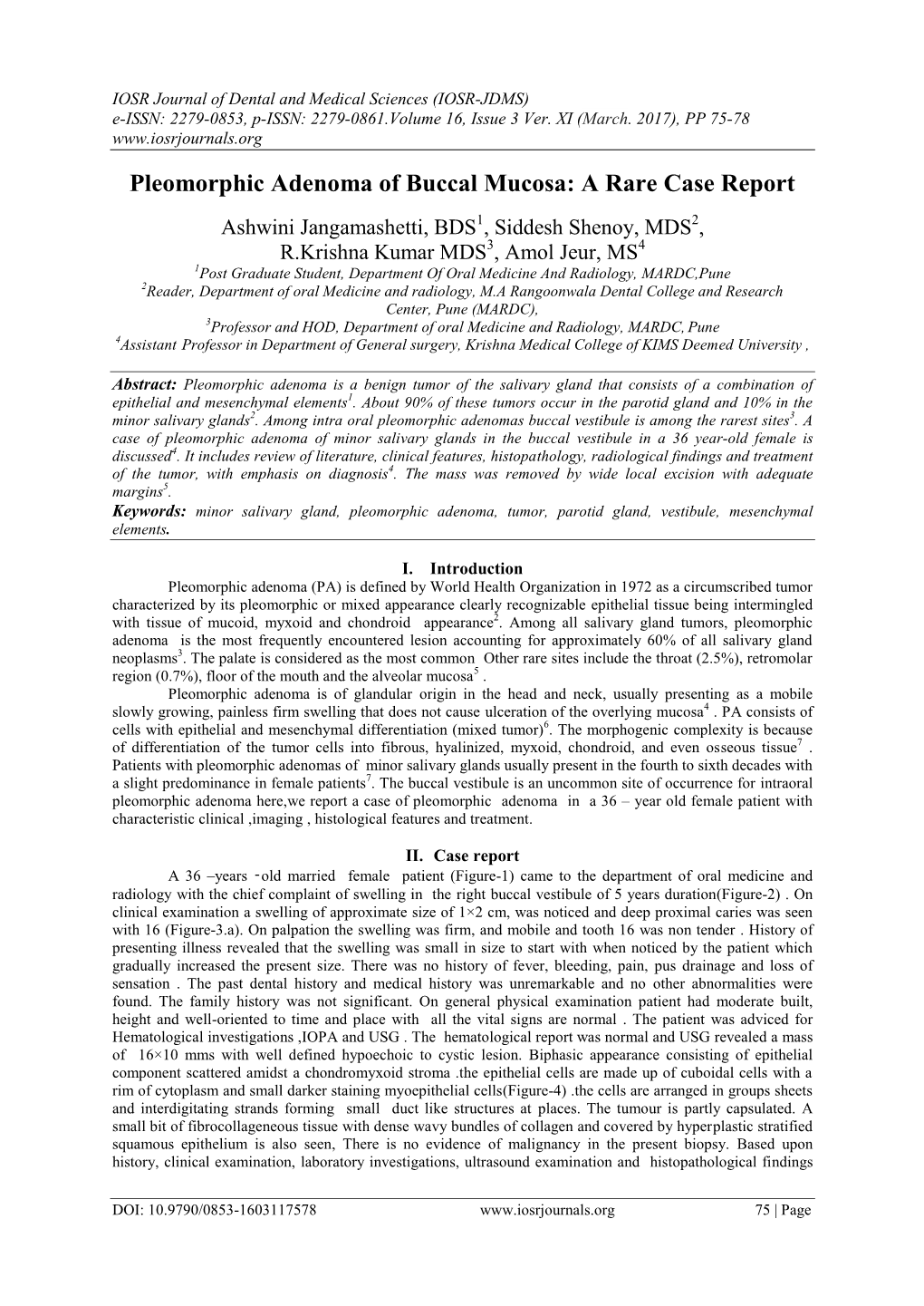 Pleomorphic Adenoma of Buccal Mucosa: a Rare Case Report