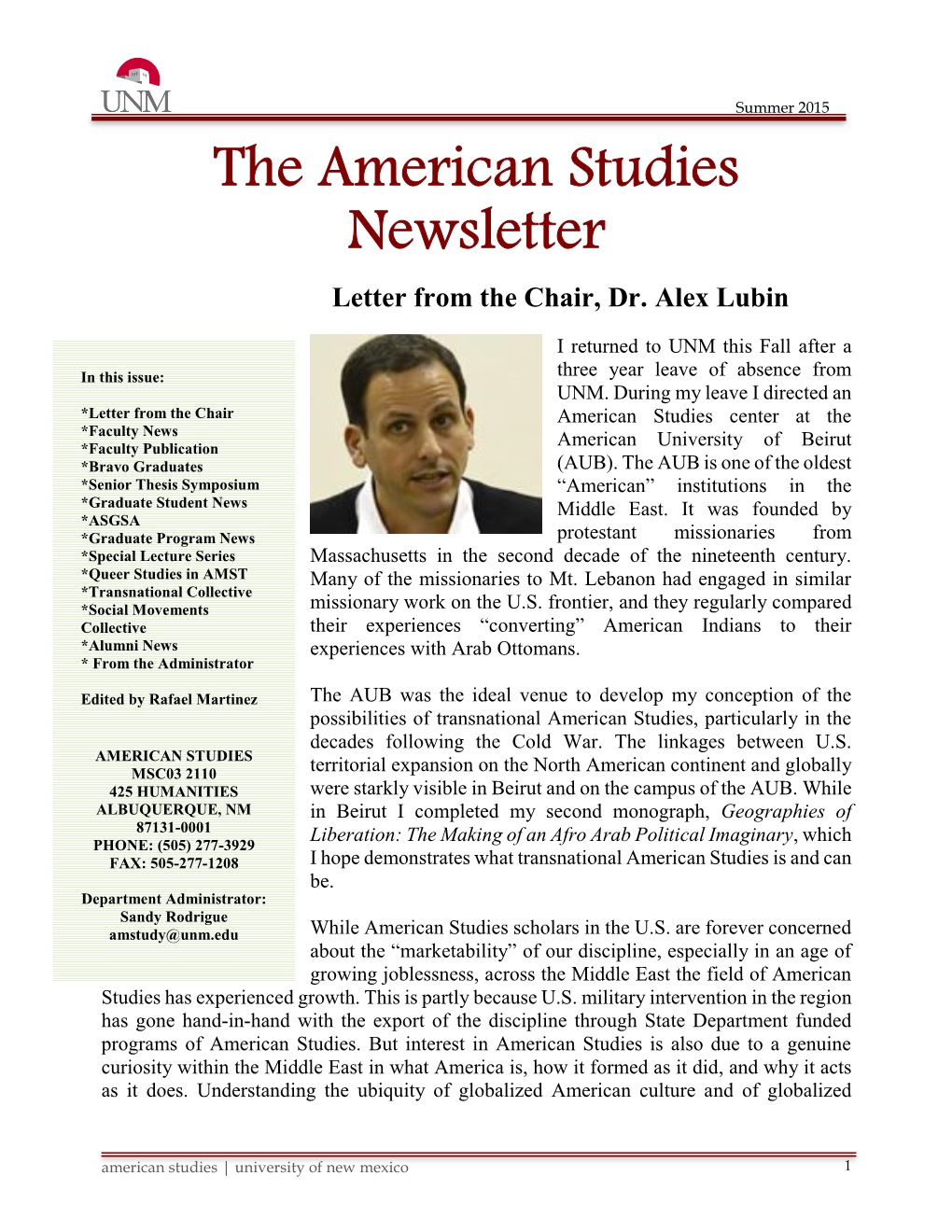 The American Studies Newsletter