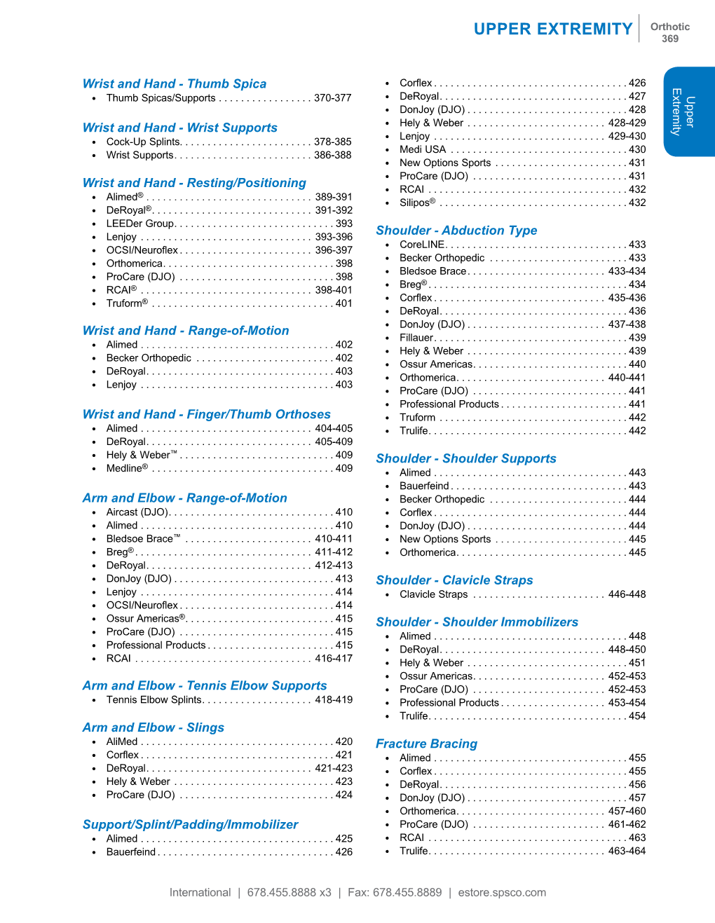 UPPER EXTREMITY Orthotic 369