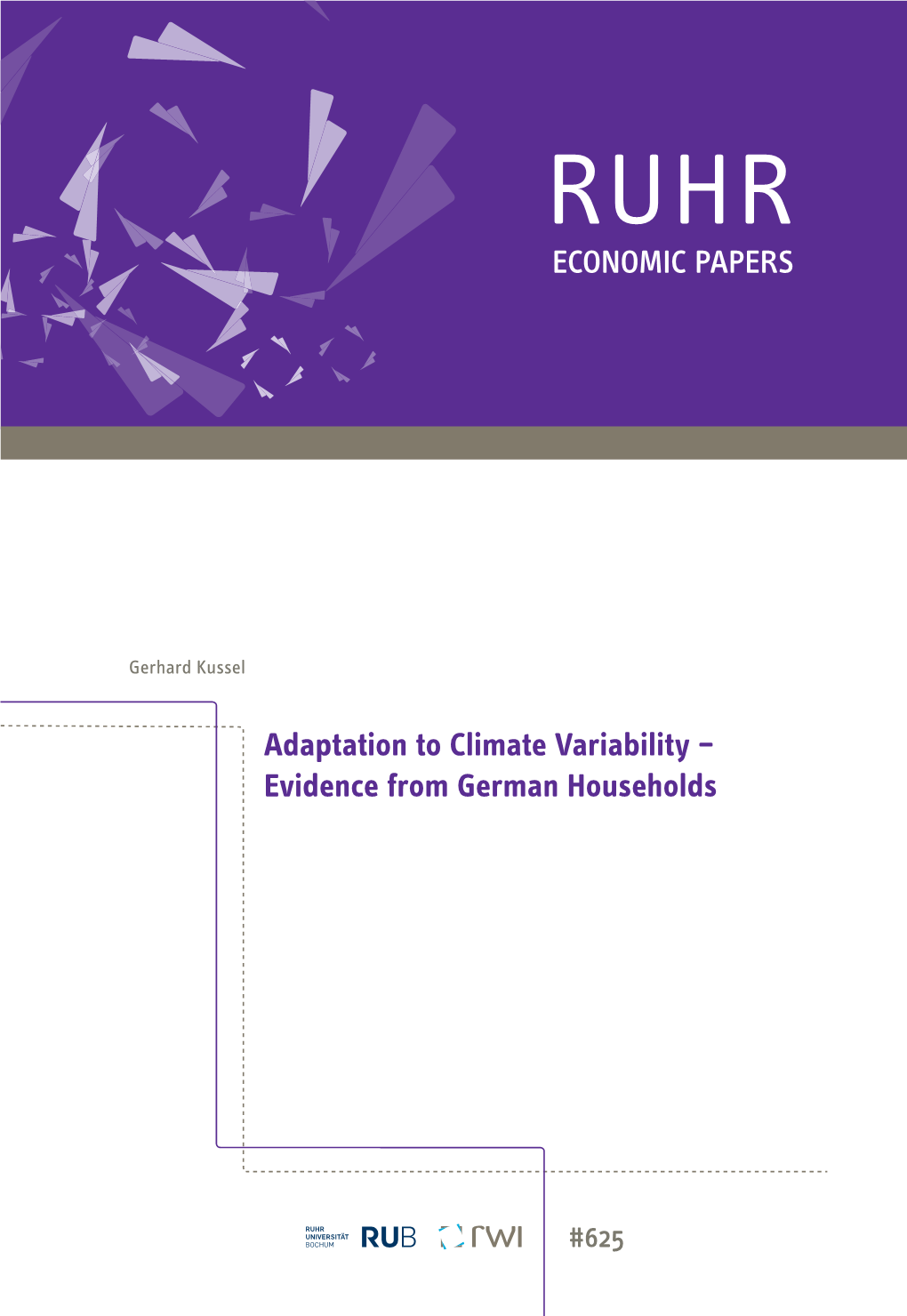 ECONOMIC PAPERS Adaptation to Climate Variability – Evidence from German Households