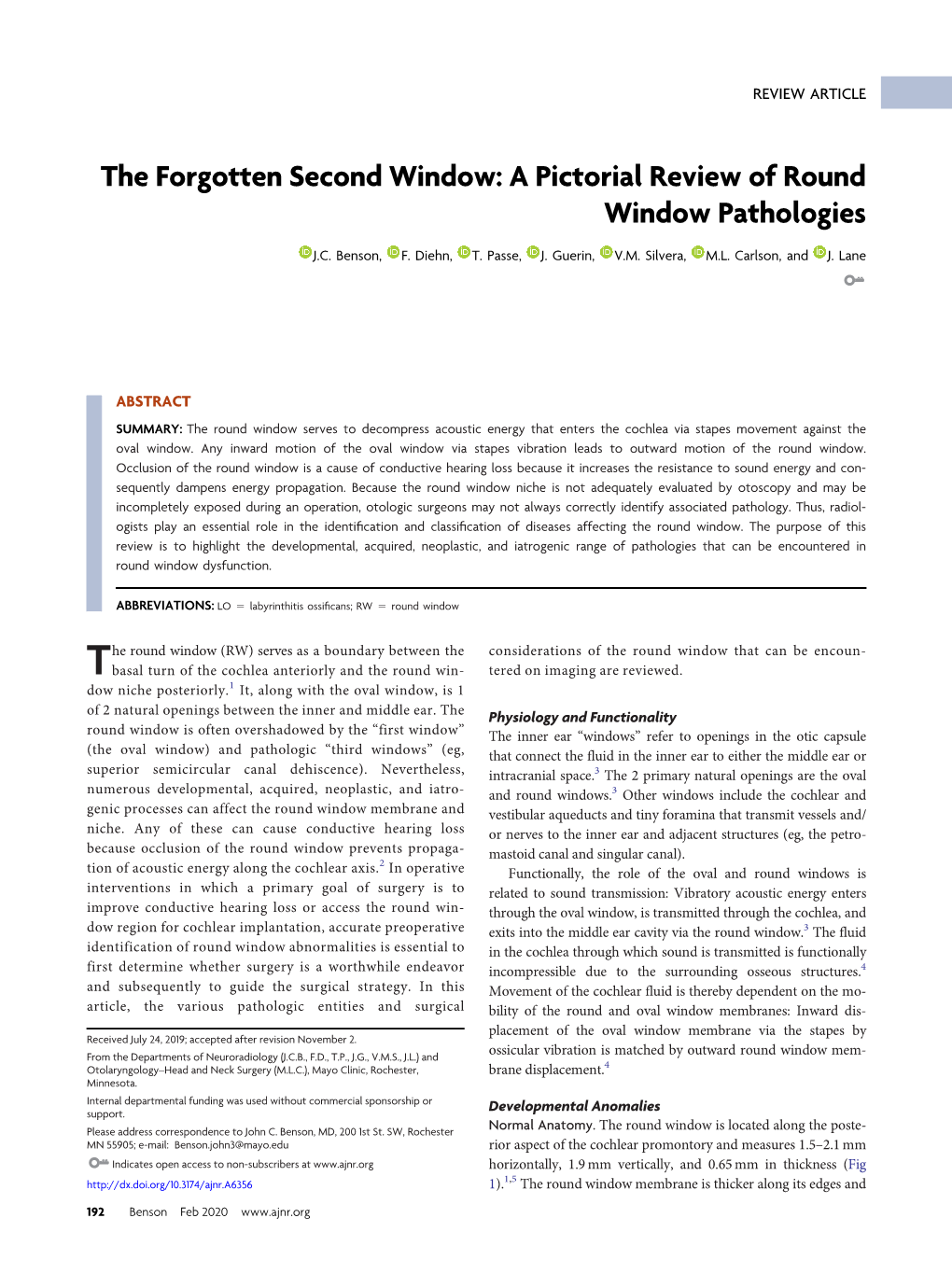 A Pictorial Review of Round Window Pathologies