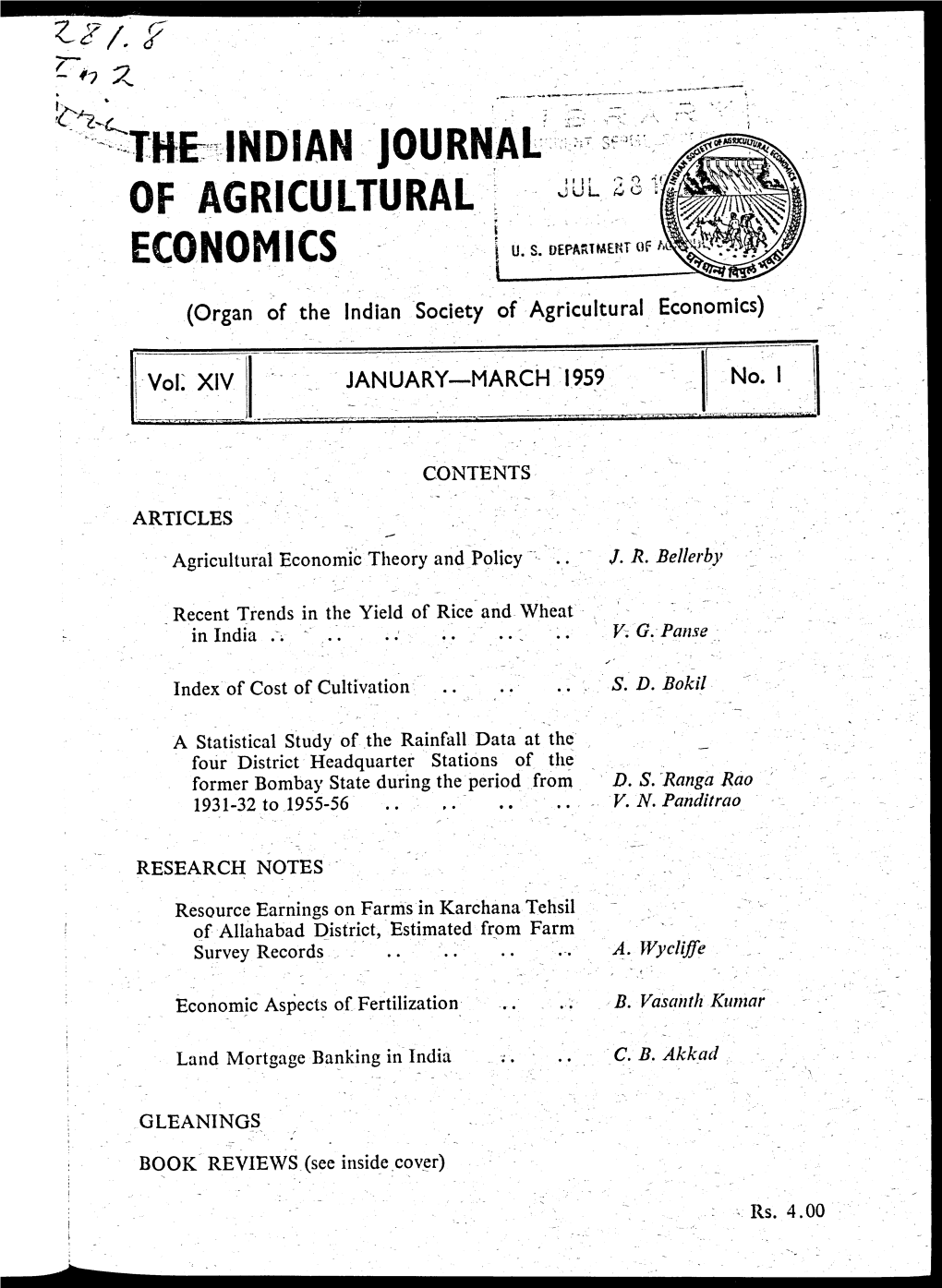 The Indian Jour of Agricultural Economics U