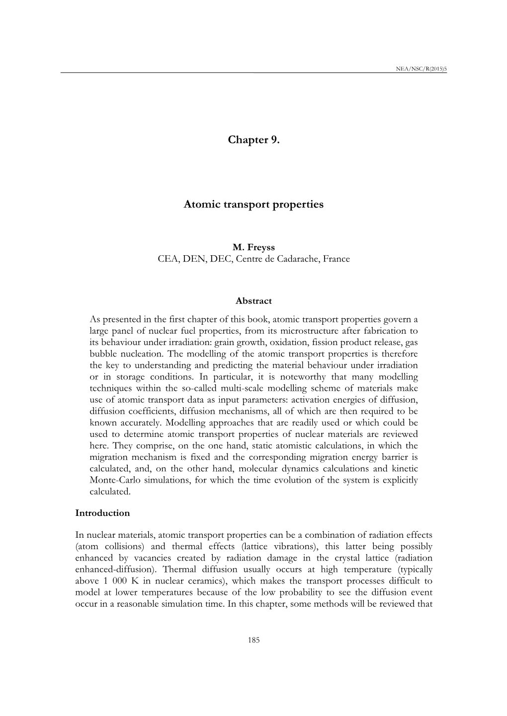 Chapter 9. Atomic Transport Properties