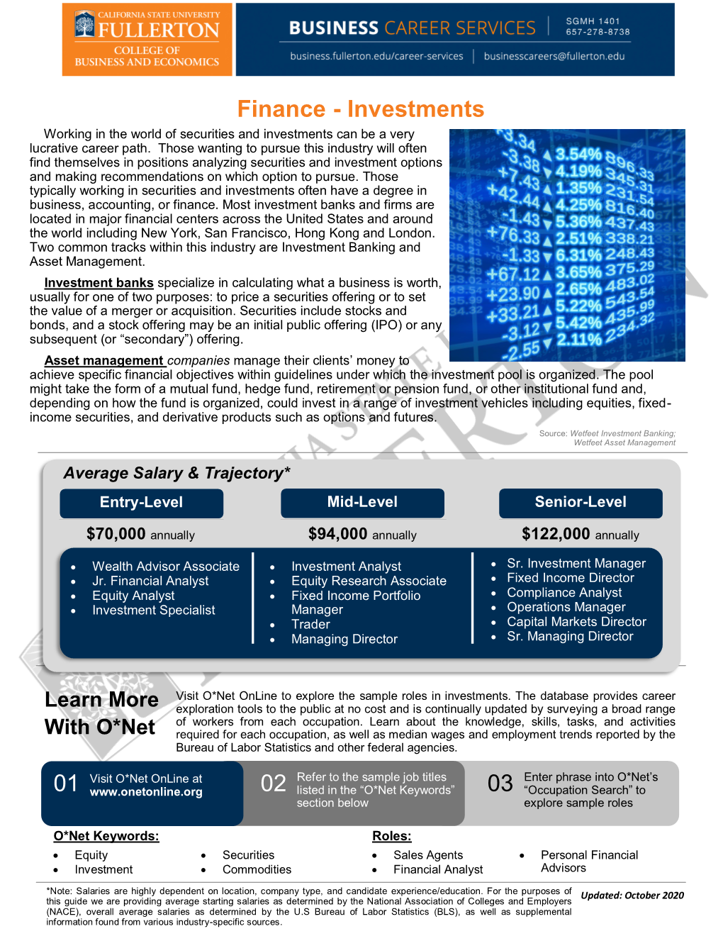 Finance - Investments Working in the World of Securities and Investments Can Be a Very Lucrative Career Path