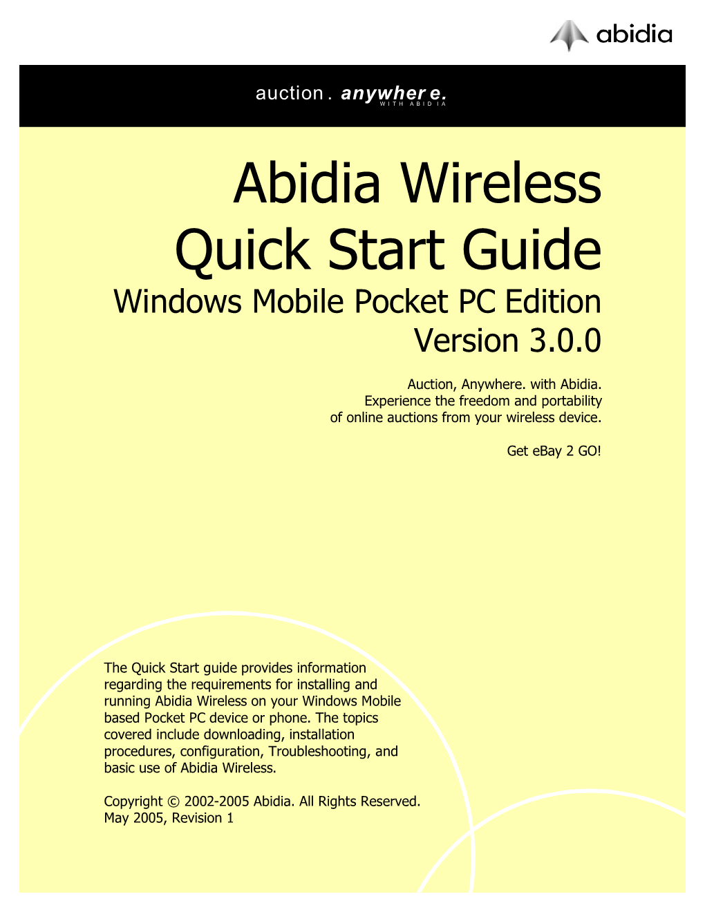 Abidia Wireless Quick Start Guide Windows Mobile Pocket PC Edition Version 3.0.0