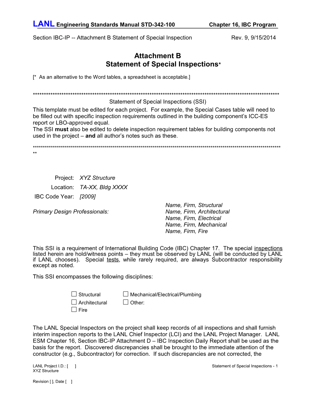 Schedule of Special Inspection Services s2