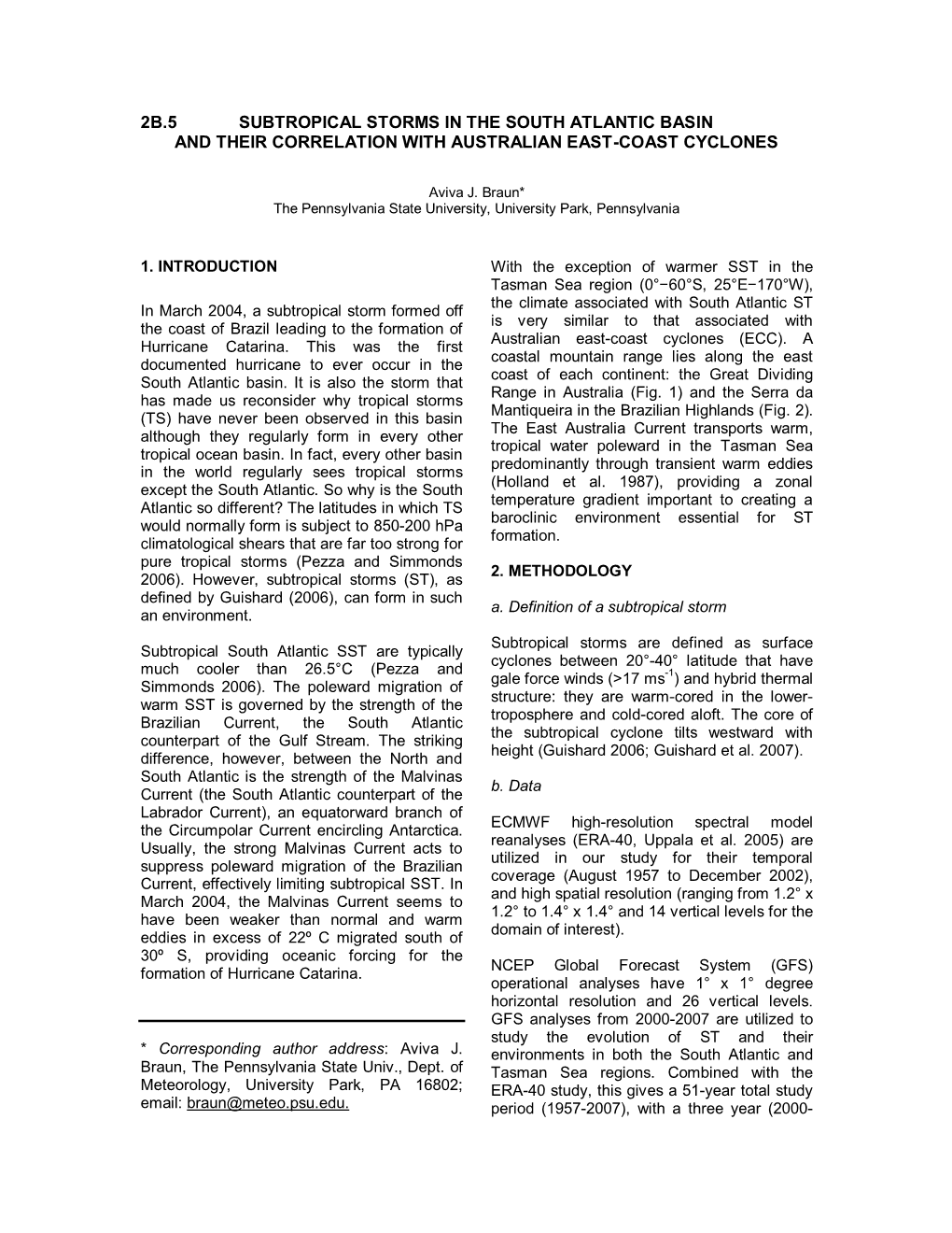 Subtropical Storms in the South Atlantic Basin and Their Correlation with Australian East-Coast Cyclones