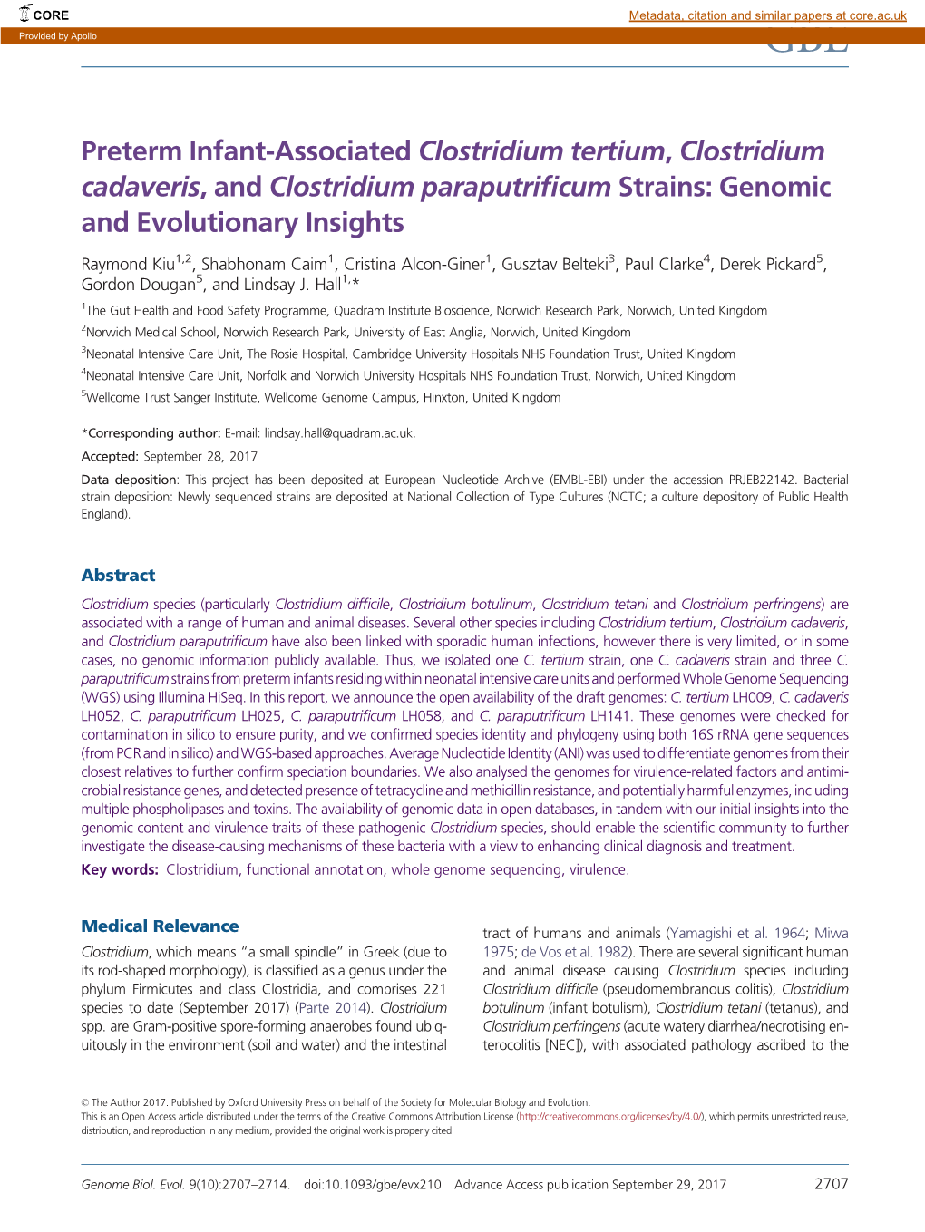 Genomic and Evolutionary Insights