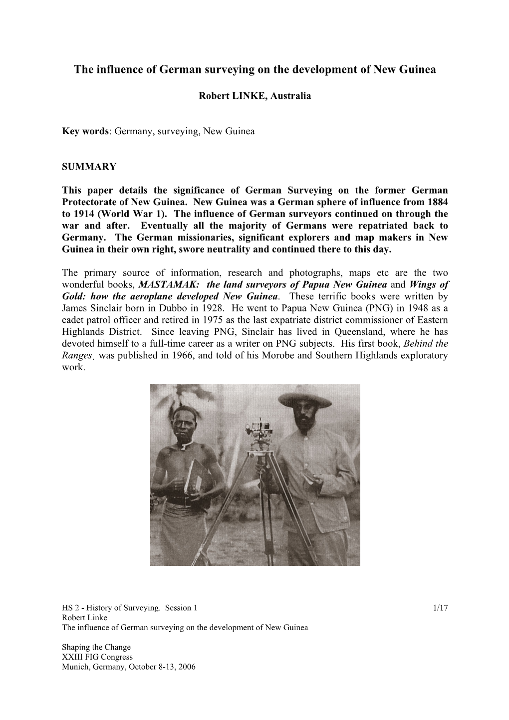 The Influence of German Surveying on the Development of New Guinea