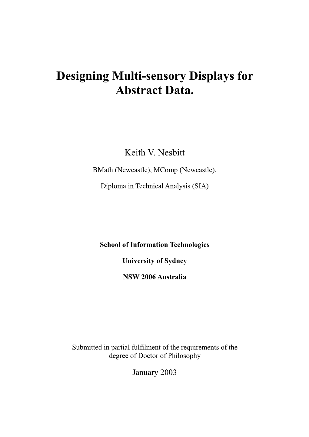 Designing Multi-Sensory Displays for Abstract Data
