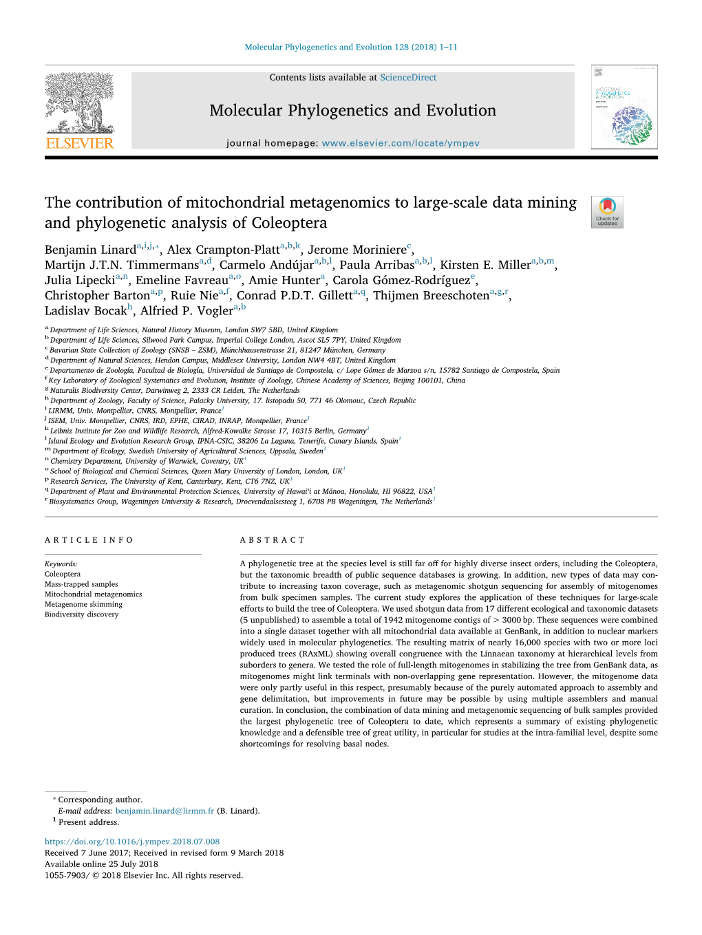 The Contribution of Mitochondrial Metagenomics to Large-Scale Data