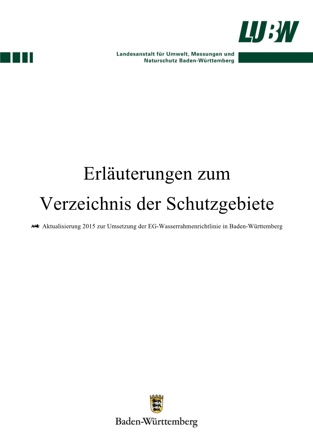 Erläuterungen Zum Verzeichnis Der Schutzgebiete