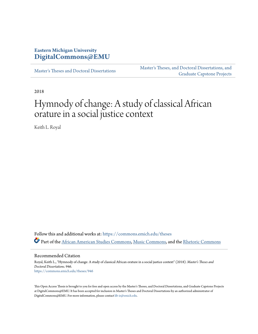 A Study of Classical African Orature in a Social Justice Context Keith L