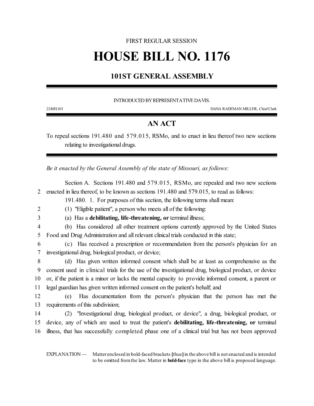 House Bill No. 1176