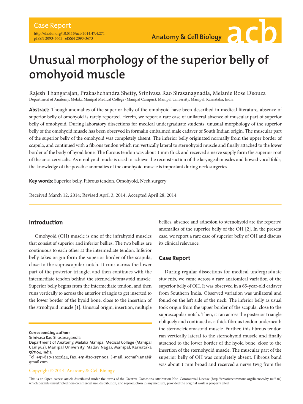 Unusual Morphology of the Superior Belly of Omohyoid Muscle