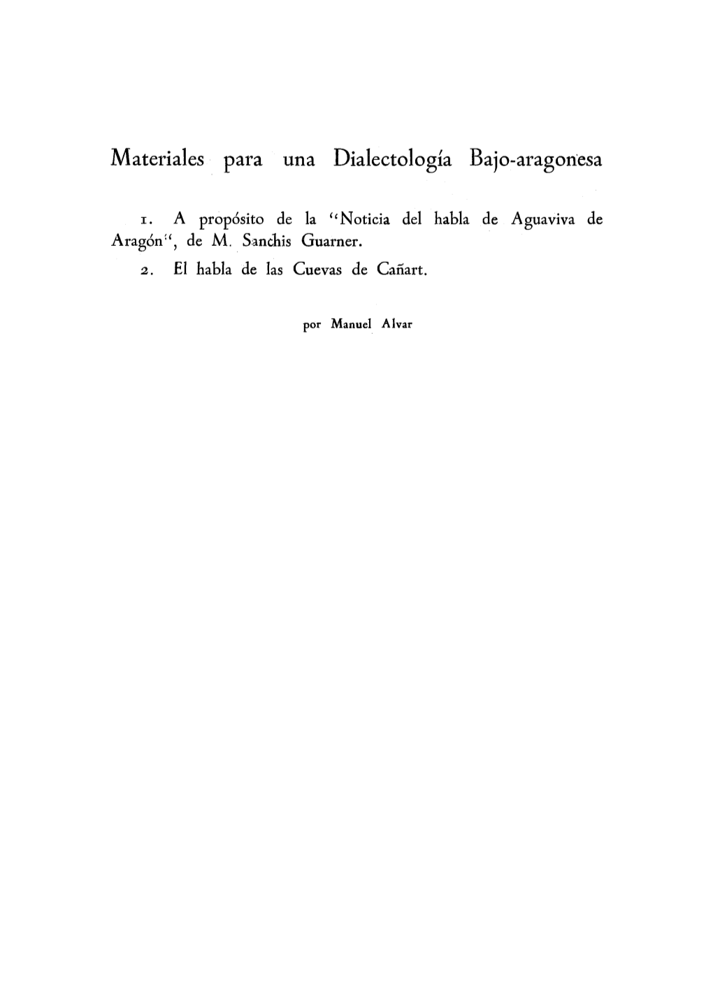 A Propósito De La Noticia Del Habla De Aguaviva De Aragón De M. Sanchis