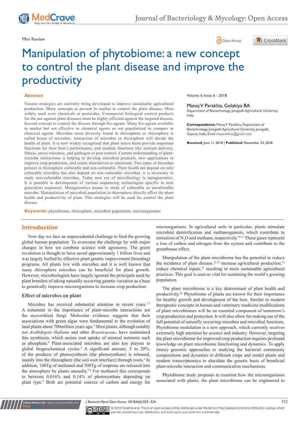 Manipulation of Phytobiome: a New Concept to Control the Plant Disease and Improve the Productivity