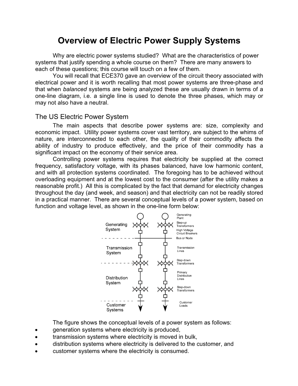 Overview of Electric Power Supply Systems