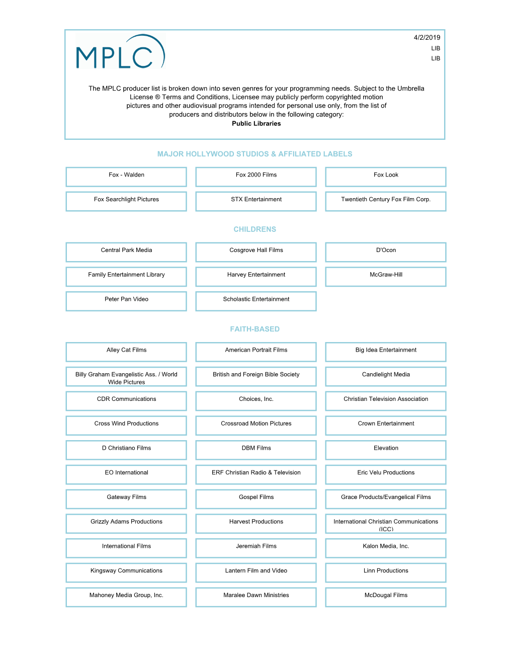 06 MPLC US Producer List by Product