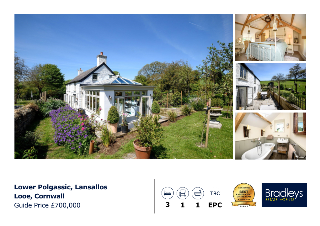 Lower Polgassic, Lansallos Looe, Cornwall Guide Price £700,000 3 1